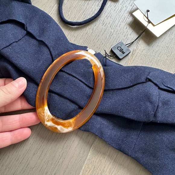 PatBo La Mer Crop Top Indigo Navy Blue Linen Puff Sleeve Size 4 - Picture 7 of 8